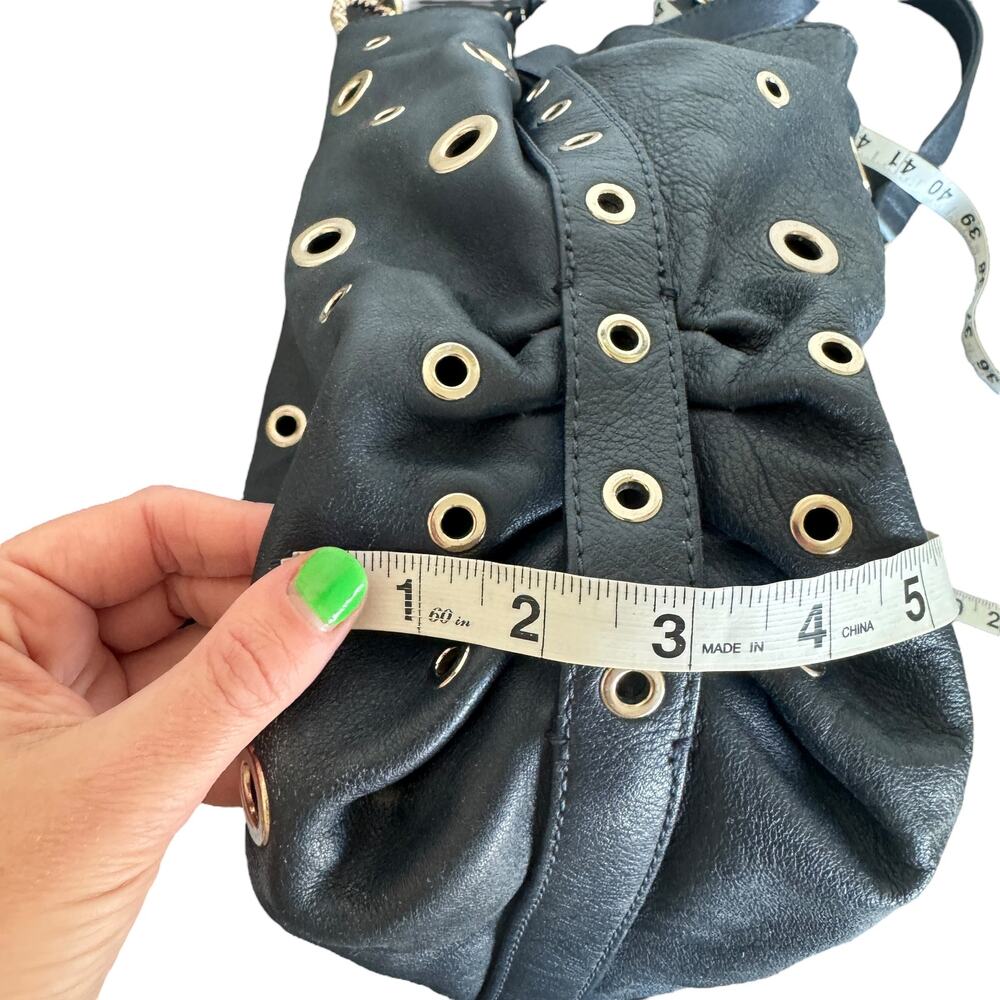 Reiss Navy Leather Grommet Bag - Picture 15 of 15